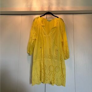 Yellow Eyelet Swim Coverup